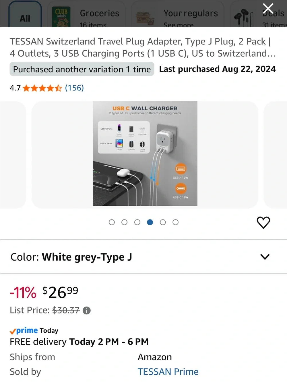 Tessan NEW White USB Wall Charger Adapter with US Outlet and USB Ports.
